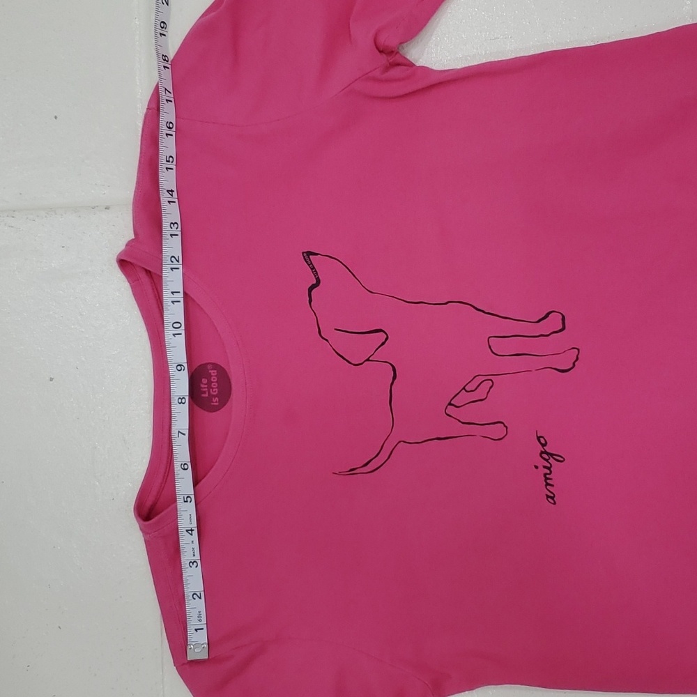 Life is Good long sleeve t-shirt women's large pink amingo dog outline graphic - Picture 9 of 15